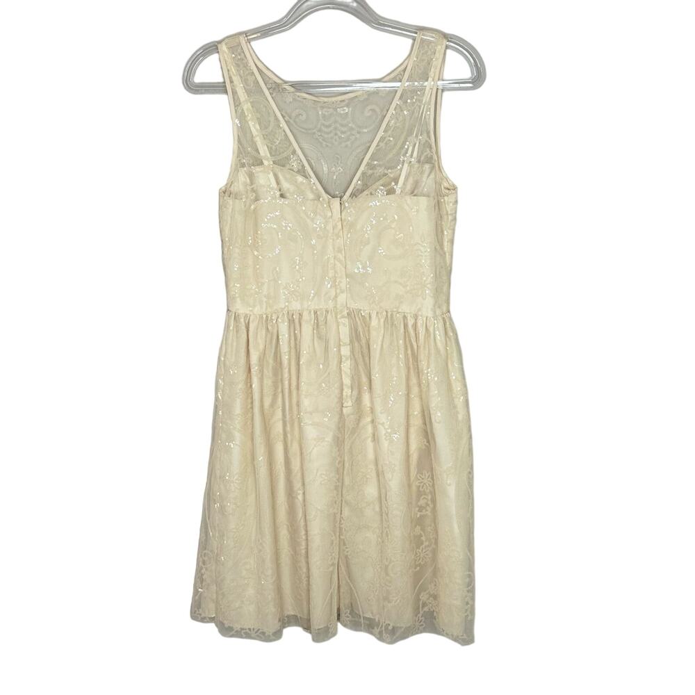 Jill Stuart Women’s 6 Sequin Ivory Mini Fit & Flare Dress - Picture 3 of 10